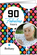 90th Birthday Colorful Floating Balloons With Stars And Dots card