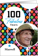 100th Birthday Colorful Floating Balloons With Stars And Dots card