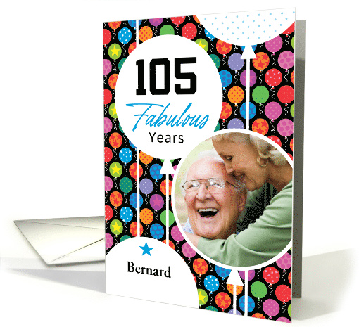 105th Birthday Colorful Floating Balloons With Stars And Dots card