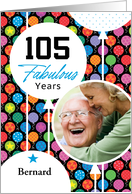 105th Birthday Colorful Floating Balloons With Stars And Dots card