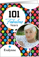 101st Birthday Colorful Floating Balloons With Stars And Dots card
