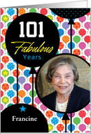 101st Birthday Colorful Floating Balloons With Stars And Dots card