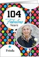 104th Birthday Colorful Floating Balloons With Stars And Dots card