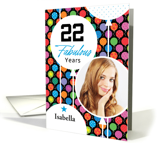 22nd Birthday Colorful Floating Balloons With Stars And Dots card