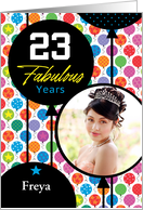 23rd Birthday Colorful Floating Balloons With Stars And Dots card