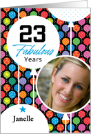 23rd Birthday Colorful Floating Balloons With Stars And Dots card