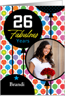 26th Birthday Colorful Floating Balloons With Stars And Dots card