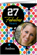 27th Birthday Colorful Floating Balloons With Stars And Dots card