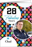 28th Birthday Colorful Floating Balloons With Stars And Dots card