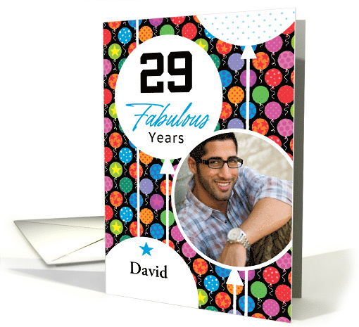 29th Birthday Colorful Floating Balloons With Stars And Dots card