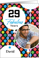 29th Birthday Colorful Floating Balloons With Stars And Dots card