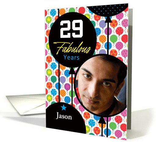 29th Birthday Colorful Floating Balloons With Stars And Dots card