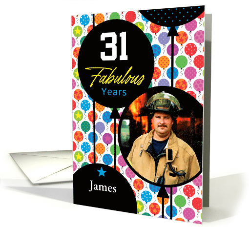 31st Birthday Colorful Floating Balloons With Stars And Dots card