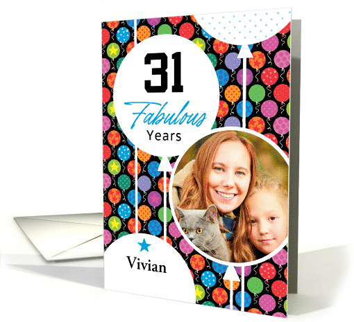 31st Birthday Colorful Floating Balloons With Stars And Dots card