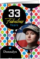 33rd Birthday Colorful Floating Balloons With Stars And Dots card