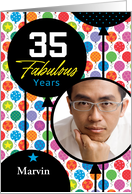35th Birthday Colorful Floating Balloons With Stars And Dots card