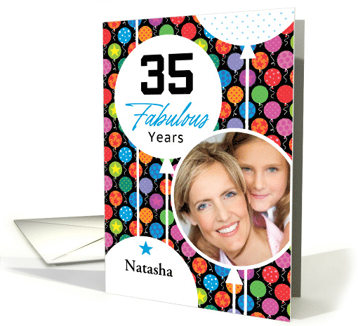 35th Birthday Colorful Floating Balloons With Stars And Dots card