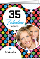 35th Birthday Colorful Floating Balloons With Stars And Dots card