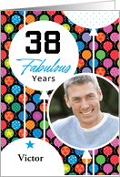 38th Birthday Colorful Floating Balloons With Stars And Dots card