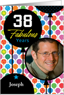38th Birthday Colorful Floating Balloons With Stars And Dots card