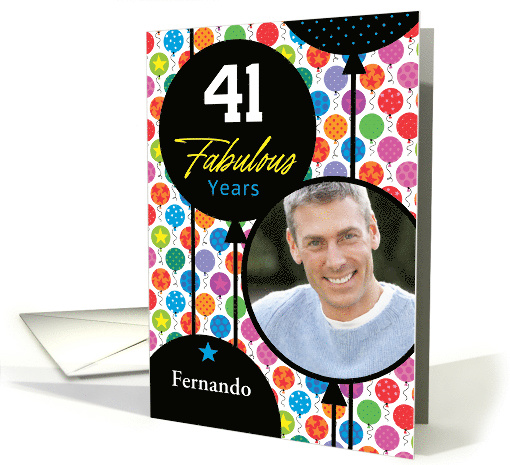 41st Birthday Colorful Floating Balloons With Stars And Dots card