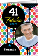 41st Birthday Colorful Floating Balloons With Stars And Dots card