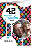42nd Birthday Colorful Floating Balloons With Stars And Dots card