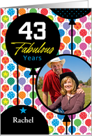 43rd Birthday Colorful Floating Balloons With Stars And Dots card