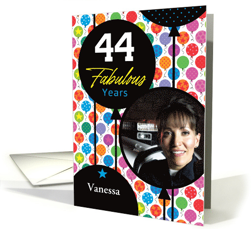 44th Birthday Colorful Floating Balloons With Stars And Dots card