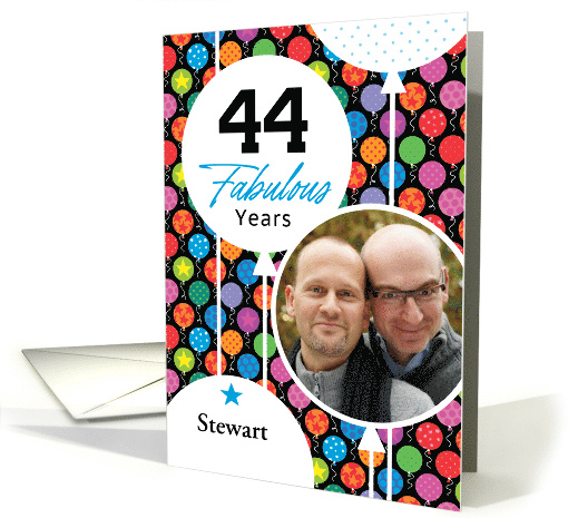 44th Birthday Colorful Floating Balloons With Stars And Dots card