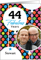 44th Birthday Colorful Floating Balloons With Stars And Dots card