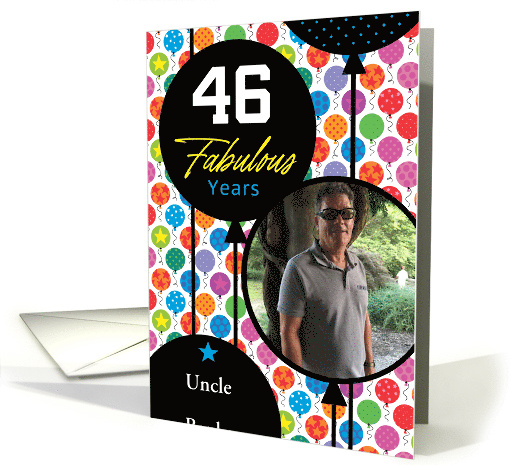 46th Birthday Colorful Floating Balloons With Stars And Dots card