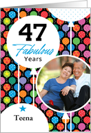 47th Birthday Colorful Floating Balloons With Stars And Dots card