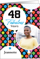 48th Birthday Colorful Floating Balloons With Stars And Dots card