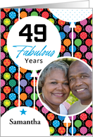49th Birthday Colorful Floating Balloons With Stars And Dots card