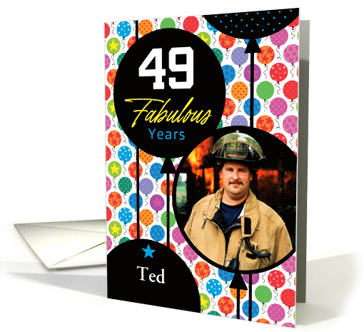 49th Birthday Colorful Floating Balloons With Stars And Dots card