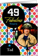 49th Birthday Colorful Floating Balloons With Stars And Dots card