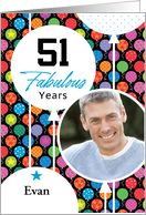 51st Birthday Colorful Floating Balloons With Stars And Dots card
