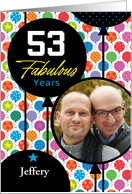 53rd Birthday Colorful Floating Balloons With Stars And Dots card
