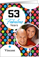 53rd Birthday Colorful Floating Balloons With Stars And Dots card