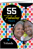 55th Birthday Colorful Floating Balloons With Stars And Dots card
