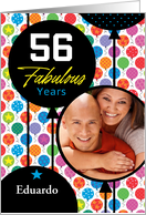 56th Birthday Colorful Floating Balloons With Stars And Dots card