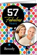 57th Birthday Colorful Floating Balloons With Stars And Dots card
