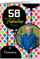 58th Birthday Colorful Floating Balloons With Stars And Dots card