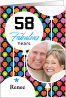 58th Birthday Colorful Floating Balloons With Stars And Dots card