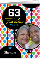 63rd Birthday Colorful Floating Balloons With Stars And Dots card