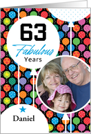 63rd Birthday Colorful Floating Balloons With Stars And Dots card
