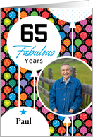 65th Birthday Colorful Floating Balloons With Stars And Dots card