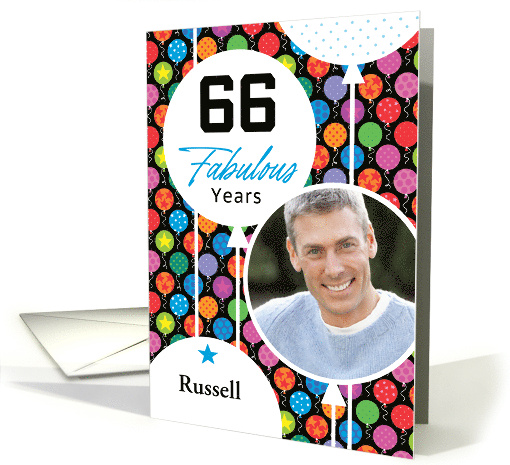 66th Birthday Colorful Floating Balloons With Stars And Dots card