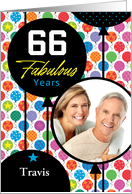 66th Birthday Colorful Floating Balloons With Stars And Dots card